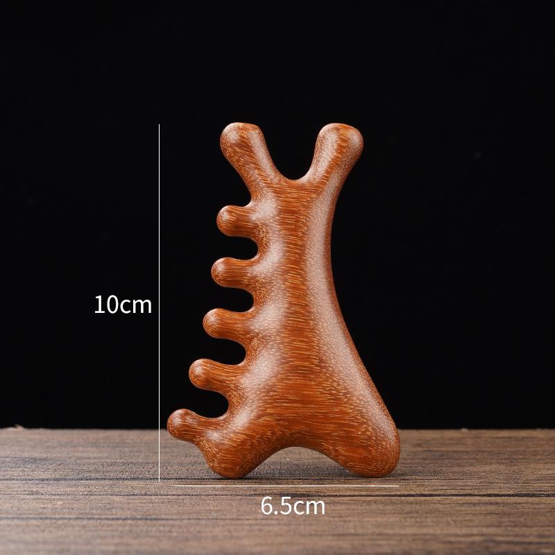 Green Ebony Gold Thread Sandalwood Multifunctional Comb for Scalp Massage and Head Meridian Relaxation