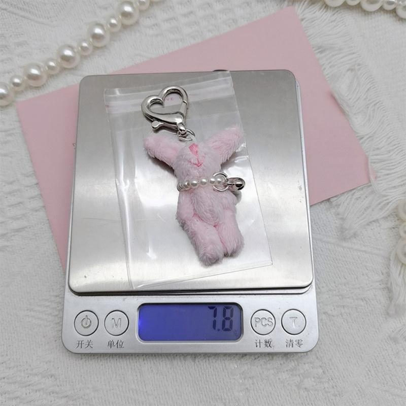 Key Holder for Students Heart Rabbit Keyring Phone Lanyard Mobile Phone Strap