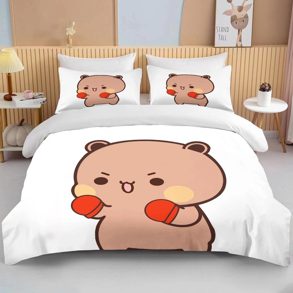 Bubu Dudu Cartoon Cute Bear Kawaii Christmas Gift King Twin Double Boys Bedding Set Microfiber or Polyester Duvet Cover Set