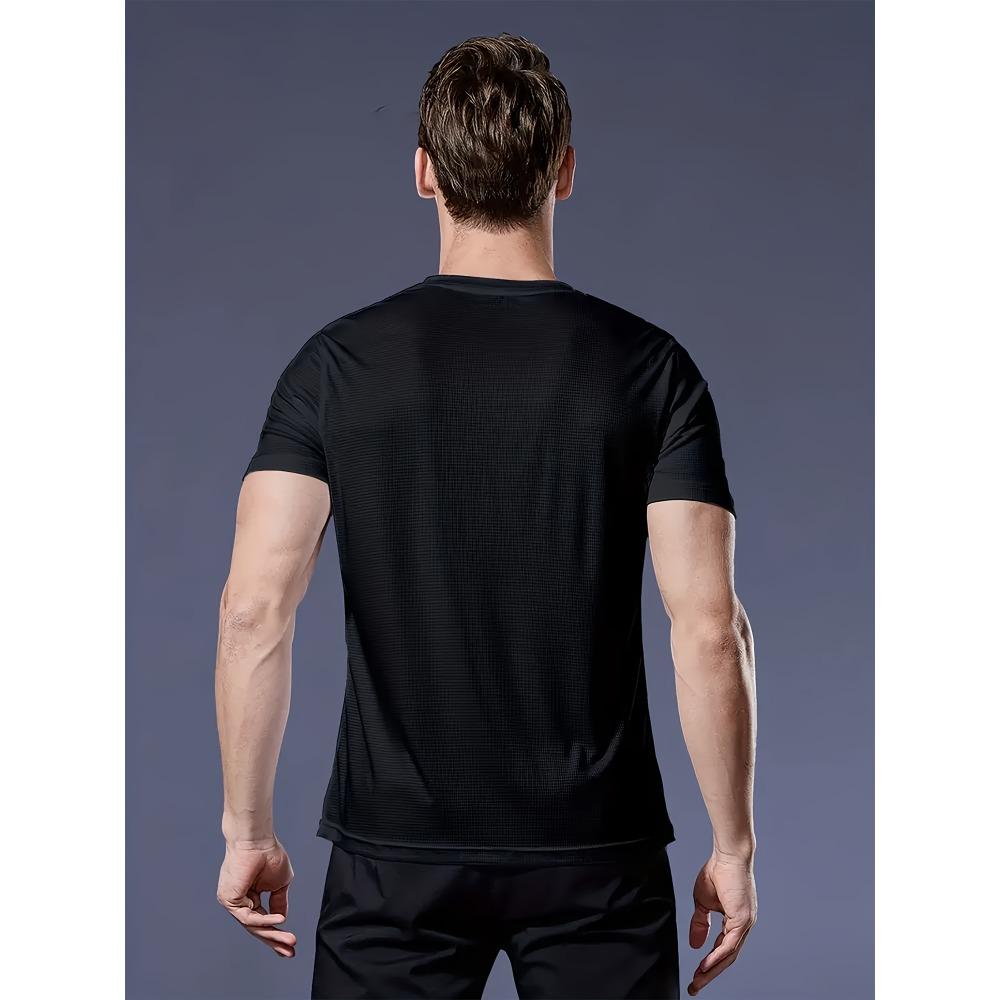 3 Pezzi T-shirt da Uomo Leggere Traspiranti Asciugatura Rapida Assorbi Umidità Girocollo Top Stagione Unica Casual