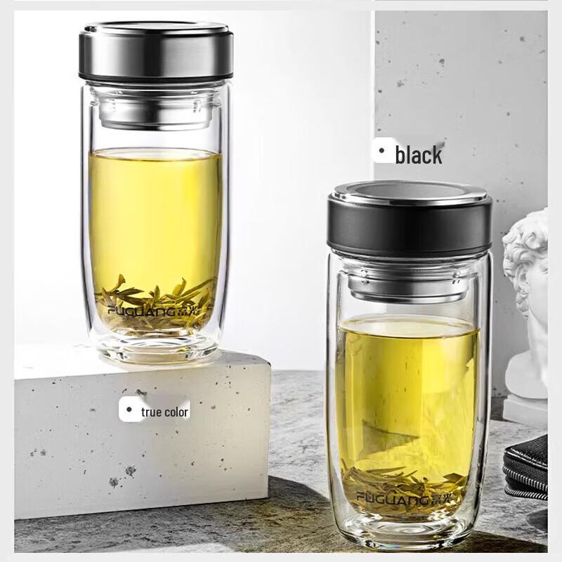 Fuguang Mingxuan 590ml Double-Layer Irregular Glass Cup