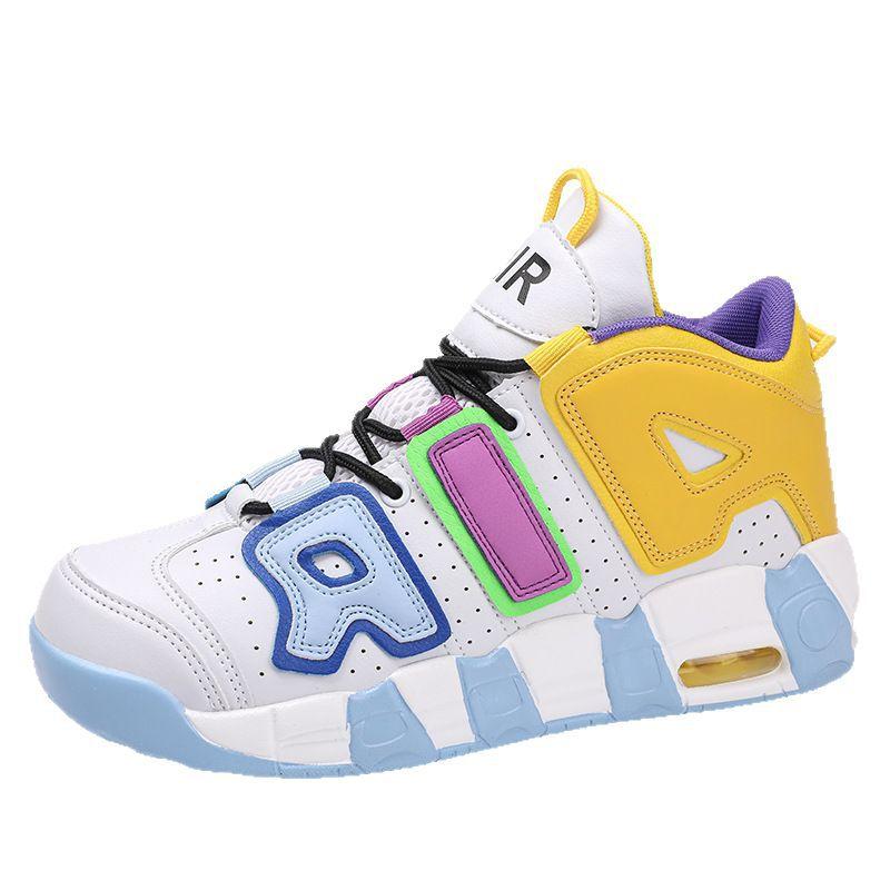 Large size basketball shoes men's thick-soled high-top air cushion couple models actual combat student sports and leisure shoes 2025