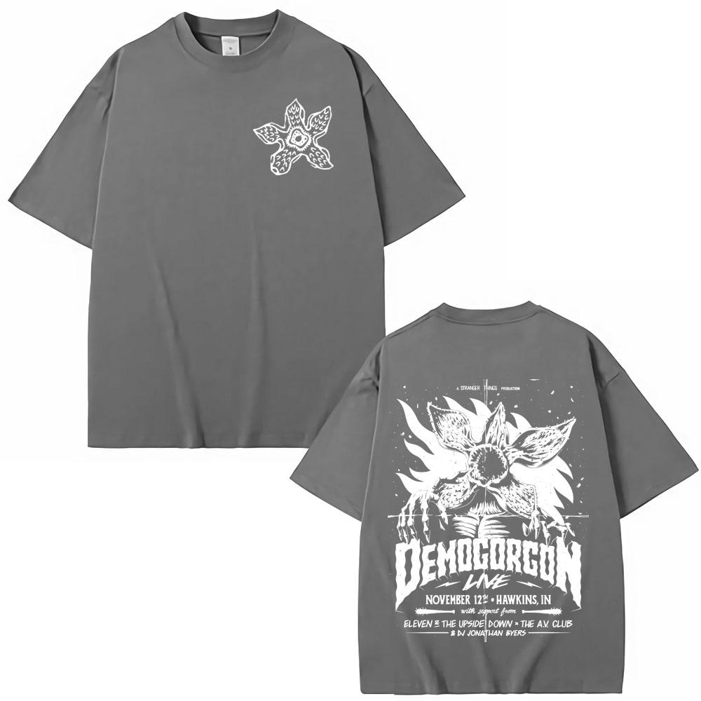 Eddie Munson The Demogorgon Hunter 100%cotton men's shirt Cannibal Flower Monster Graphic short sleeve oversized Women T-shirts