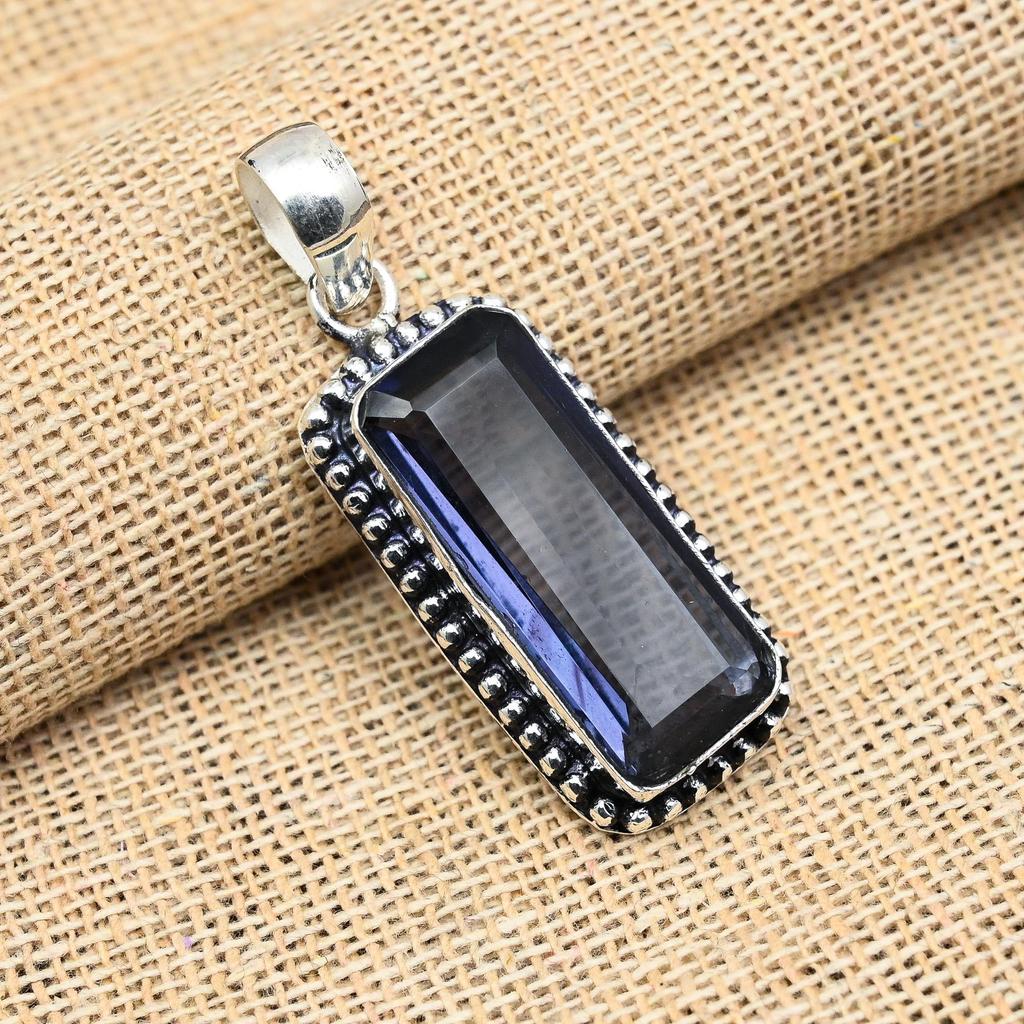 Ravishing Iolite Gemstone Handmade 925 Sterling Silver Jewelry Pendant For Wedding Gift