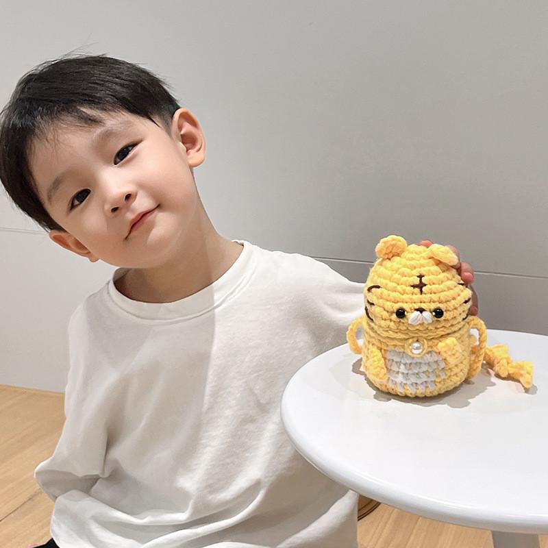 Adorable Yellow Knitted Animal Crossbody Bag For Boys And Girls Perfect For Preschool Use