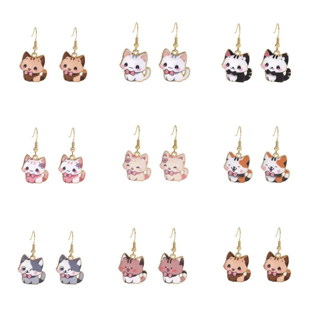 Cute Cartoon Kitten Earrings - Fun, Creative, and Fashionable Animal Drops In Japanese and Korean Styles for European and American Tastes.
