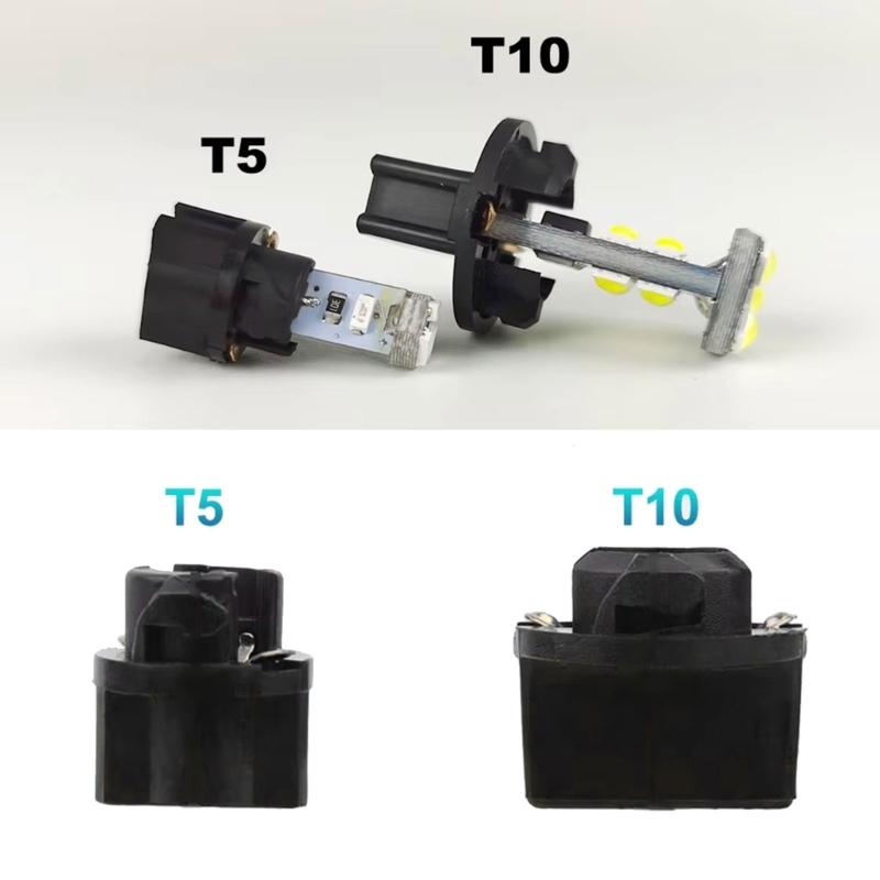 10pcs Lamp Holder T5/T10 LED Twist Lock Socket 12V Car Dashboard Instrument Panel Cluster Bulb Base Universal Lamp Base