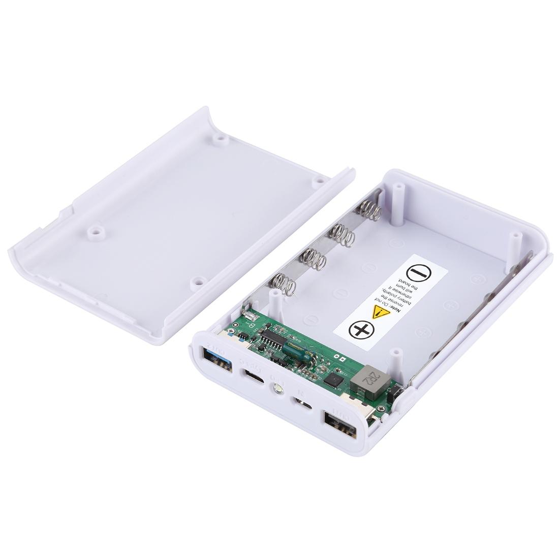 HAWEEL DIY 4 x 18650 Battery (Not Included) 12000mAh Dual-way QC Charger Power Bank Shell Box with 2 x USB Output & Display белый