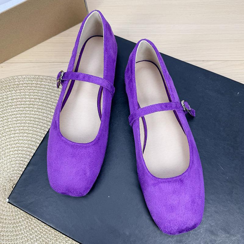 Fashion Flat Shoes for Women 2025 Square Toe Shallow Mouth Suede New Mary Jane Shoes Large Size Women's Shoes 42 43 44 Zapatos