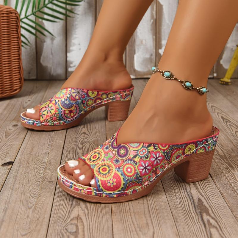 Large-sized High-heeled One-shoulder Slippers for Women's Beach Shoes