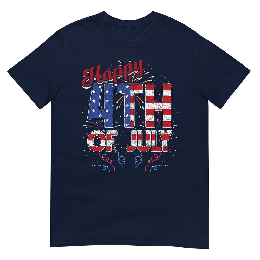 Fireworks Happy 4th Of July Us Flag American 4th Of July Tshirt S