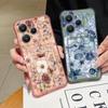 Card Pocket Bag Clear Phone Case For Xiaomi 14T 13T Xiaomi 14T 13T Pro Blue Flower Turtle Pattern Shockproof Soft Silicone Cover