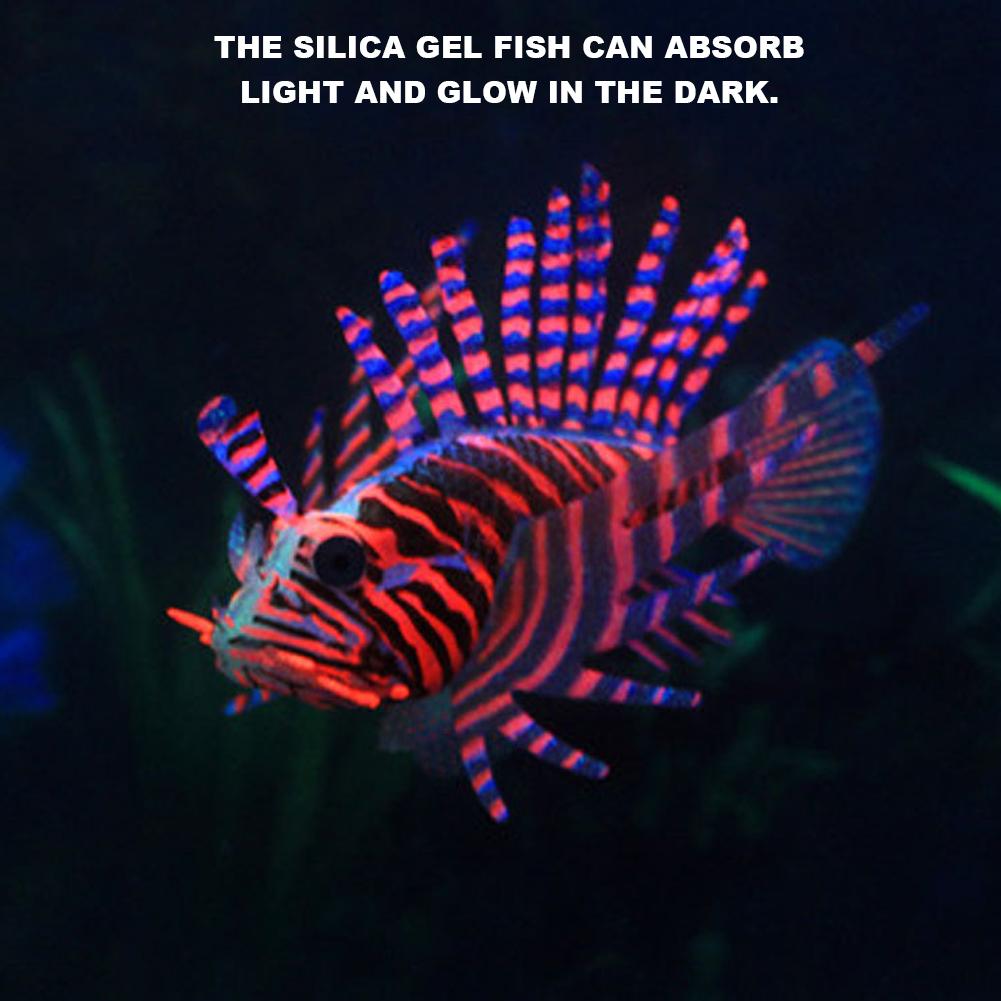 Acrariu Artificial Simulat Silicon Pește Leu Ornament Luminos Decor AcvariuRoșu și negru