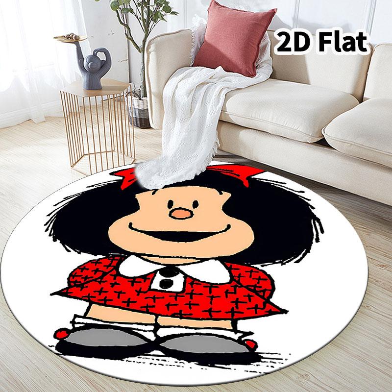 Mafalda Round Area Rug Carpet Rug For Living Room Bedroom Sofa Playroom Decor Nonslip Floor Mat