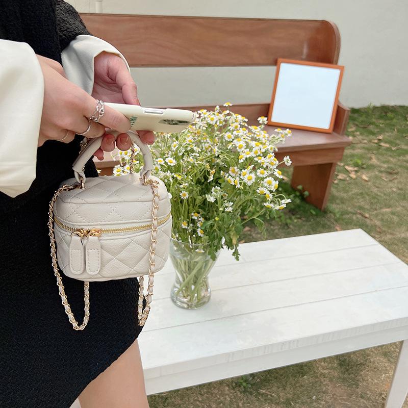 Mini dygsniuotas grandinės deimantinis languotas moteriškas krepšys Madinga Mini dizainerio rankinė Aukštos kokybės PU moteriškas mažas krepšys