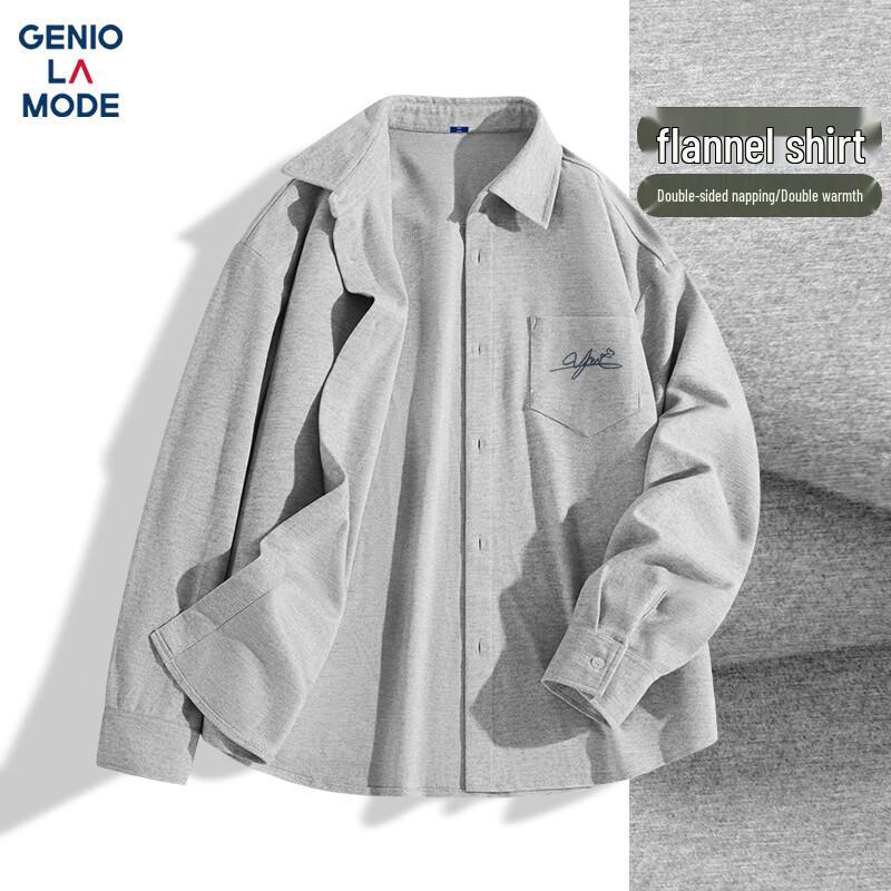 GENIOLAMODE Men s Flannel Long-Sleeve Shirt XXL