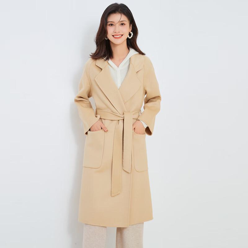 

Women s Cashmere Wool Blend Double-faced Mid-length Coat M