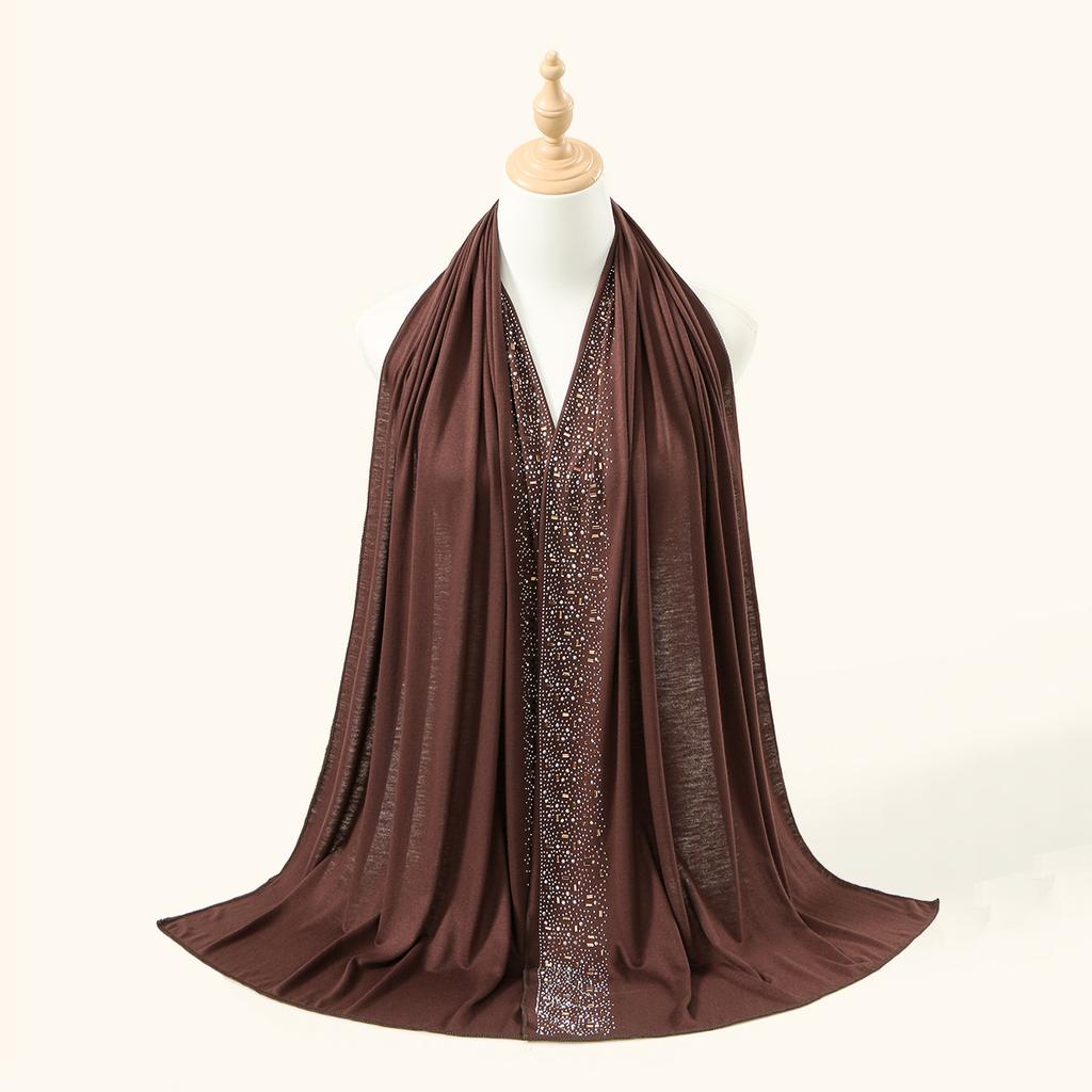 Diamond Modal Jersey Instant Hijab Scarf Woman Muslim Shawls Ladies Soft Wraps Solid Color Islamic Headband Turban 170*60cm