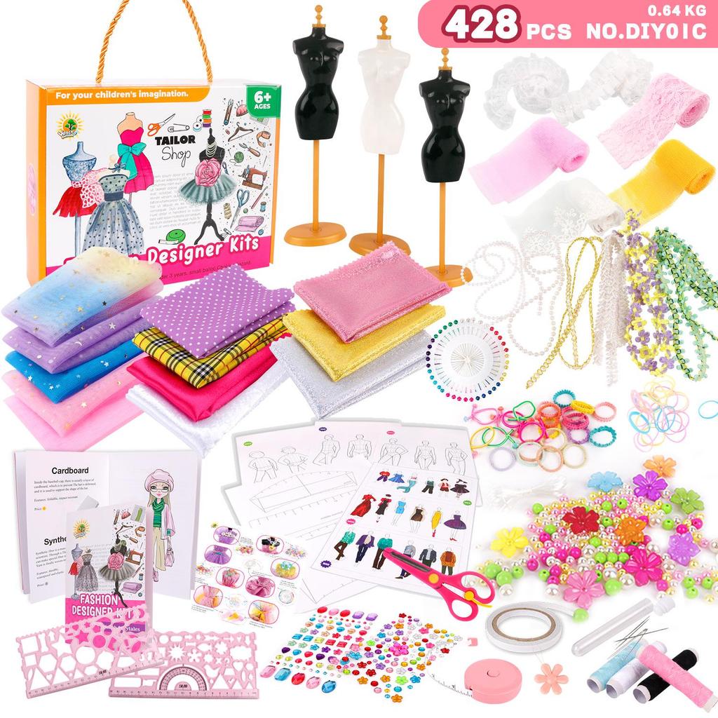 DIY Sewing Set for Creative Girls Ages 6-12: Design and Make Children's Clothing
