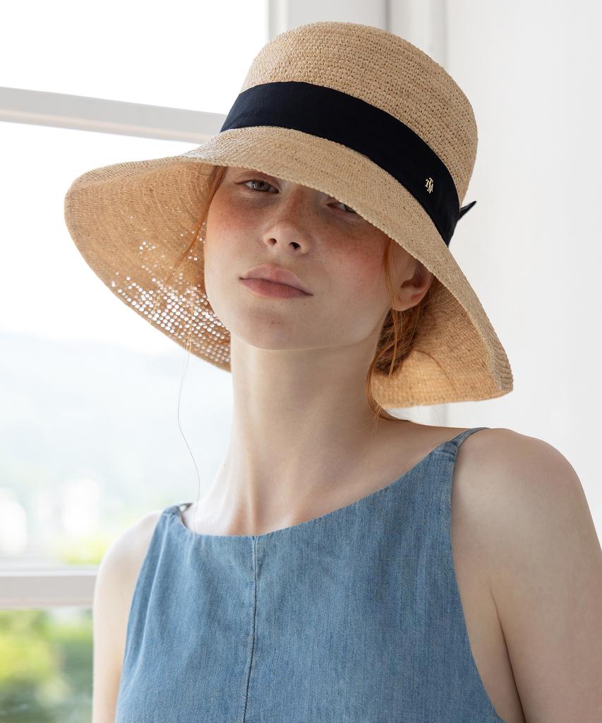 Tatiana Anvely Natural Raffia Ribbon Cloche Hat Ht8191 Black