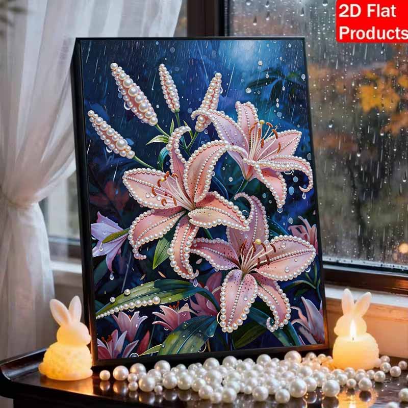 DIY Little Lily Pearl Diamond Art Kits Without Frame 30x40cm Gem Art Diamond Painting Kits for Adults/Beginners Gift Idea Home Wall Decor