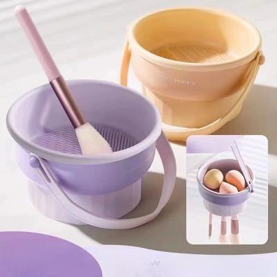 Silicone Washing Bowl Makeup Brush Cleaning Box Make-up Egg Drying Tool Set Powder Puff Washer Sponge Storage Artifact