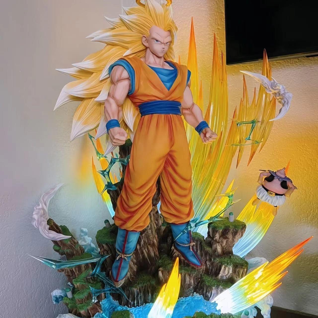 Dragon Ball Super Saiyan 3 Goku Figure - Kakarot Anime Model Ornament 2D Toy