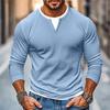 Men's T-Shirt Fake Two-Piece Double Layer V-Neck Autumn Winter Fashion Patchwork Plus Size Base Shirt Men's Long Sleeve T-Shirt