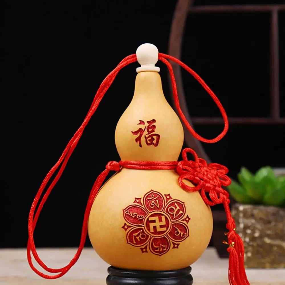 Feng Shui Lucky Gourd Hanging Calabash Red String Wealth Health Enhancer for Home/Office Traditional Chinese Decorative Talisman