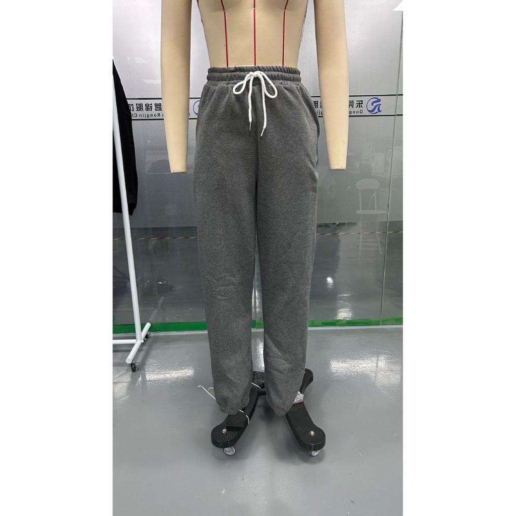 Women's solid color high-waisted sports and casual sweatshirt pants