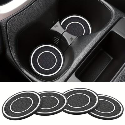 Car Cup Holder Coaster Set, Non-Slip Universal Vehicle Insert for Water Bottles, Trucks, RVs - Black/Red/Blue/White Interior Accessories