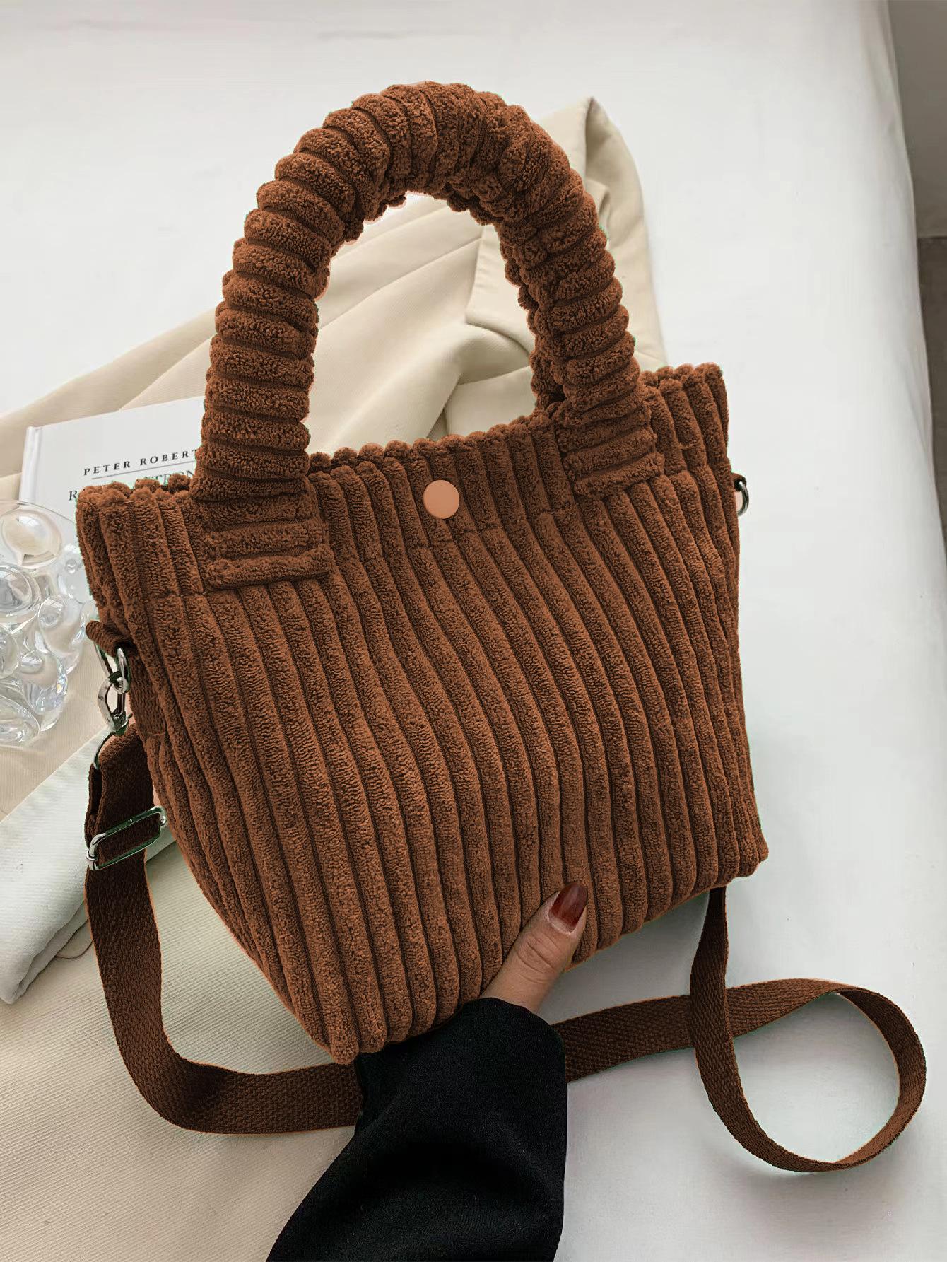 

2024 Autumn/Winter Women s Corduroy Plush Crossbody Handbag Tote