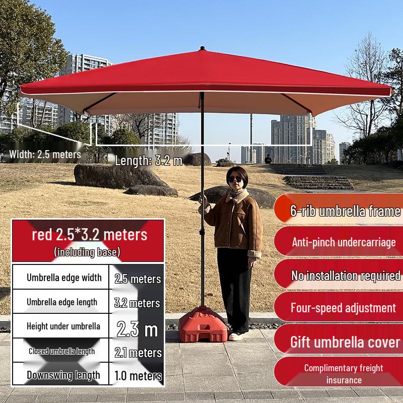 Large Outdoor Commercial Parasol - Thickened Square Patio Umbrella Tent