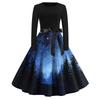 Women's Fashion Casual Round Neck Christmas Print Long Sleeve Dress