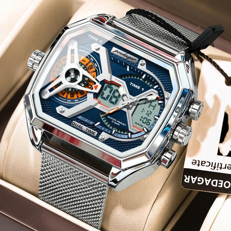 Top Brand Men's Fashion Watch Explosive Three-Movement Electronic Watch Multi-Function Sports Wristwatch