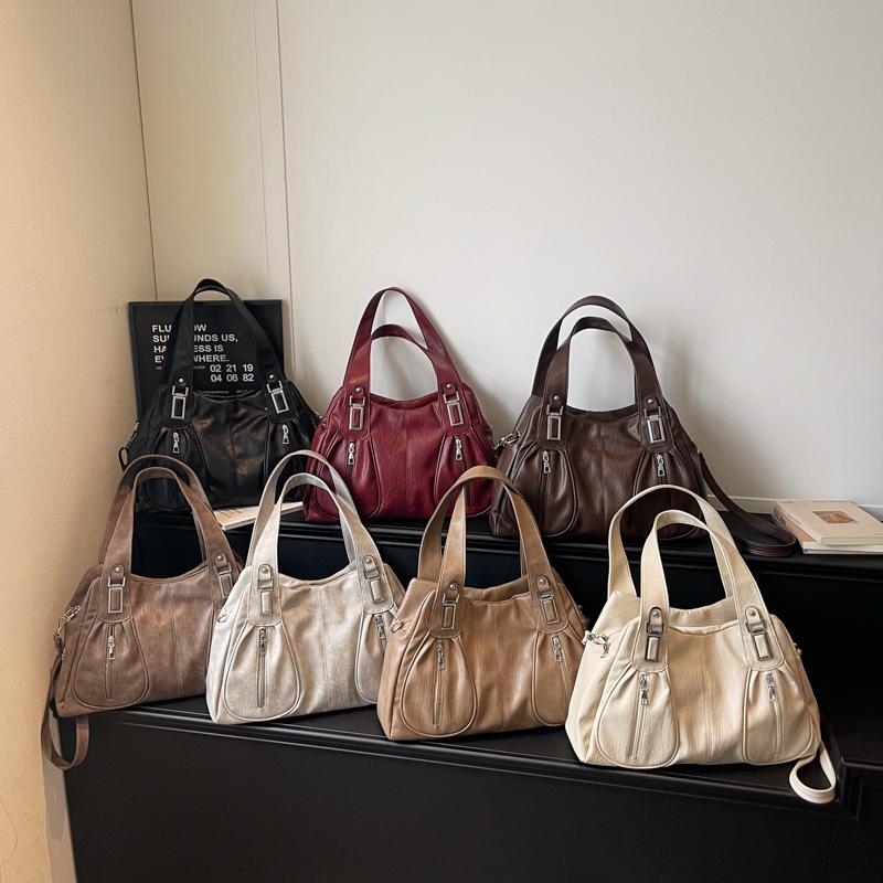 Women's Shoulder Bag Solid Color Large Capacity Travel Commuter Tote Bag