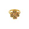 18K Gold Plated Offener Ring Drehbar Vierblättriges Kleeblatt Eingelegt Farbe Zirkon Damenschmuck