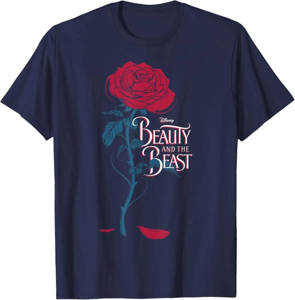 Hot Fashion Casual Disney Beauty & The Beast Wilting Rose Logo Graphic T-Shirt T-Shirt S-4XL Four Seasons
