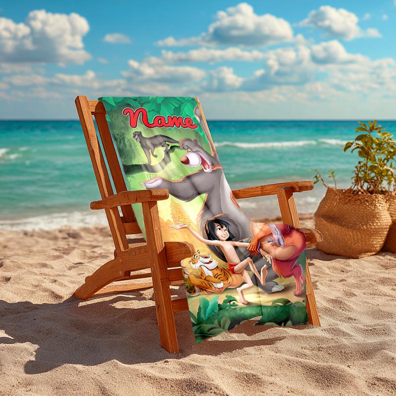 Personalized customized proof beach towel with The Jungle Book pattern - soft, absorbent,quick-drying,perfect swimming,camping&bathing