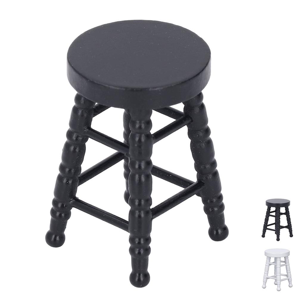 1:12 Scale Dollhouse Stool Chair Wooden Handcrafted Scene Ornament Model Miniature Round Stool Chair