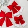 Christmas red velvet large bow decoration, creative three-dimensional flocking bow Christmas tree pendant
