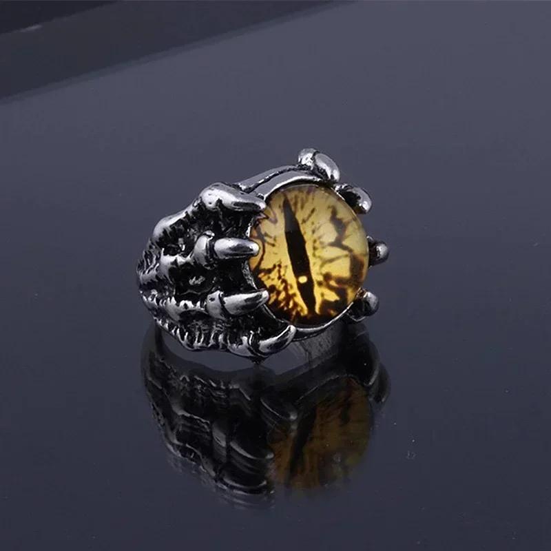 Men's Punk Colorful Evil Eye Rings for Men Women Fashion Vintage Demon Dragon Claw Ring Male Jewelry Accessories Gifts