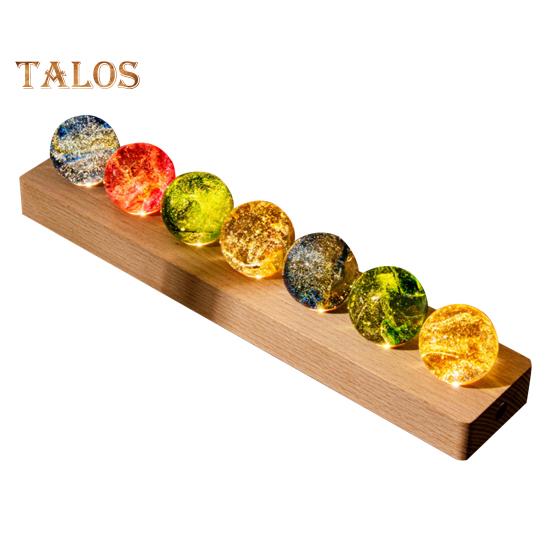 

Цветной искусственный хрустальный шар с деревянной основой, питание от USB, 7 стеклянных сфер с ледяными трещинами, светодиодный ночник для домашнего офиса, настольная декоративная лампа A