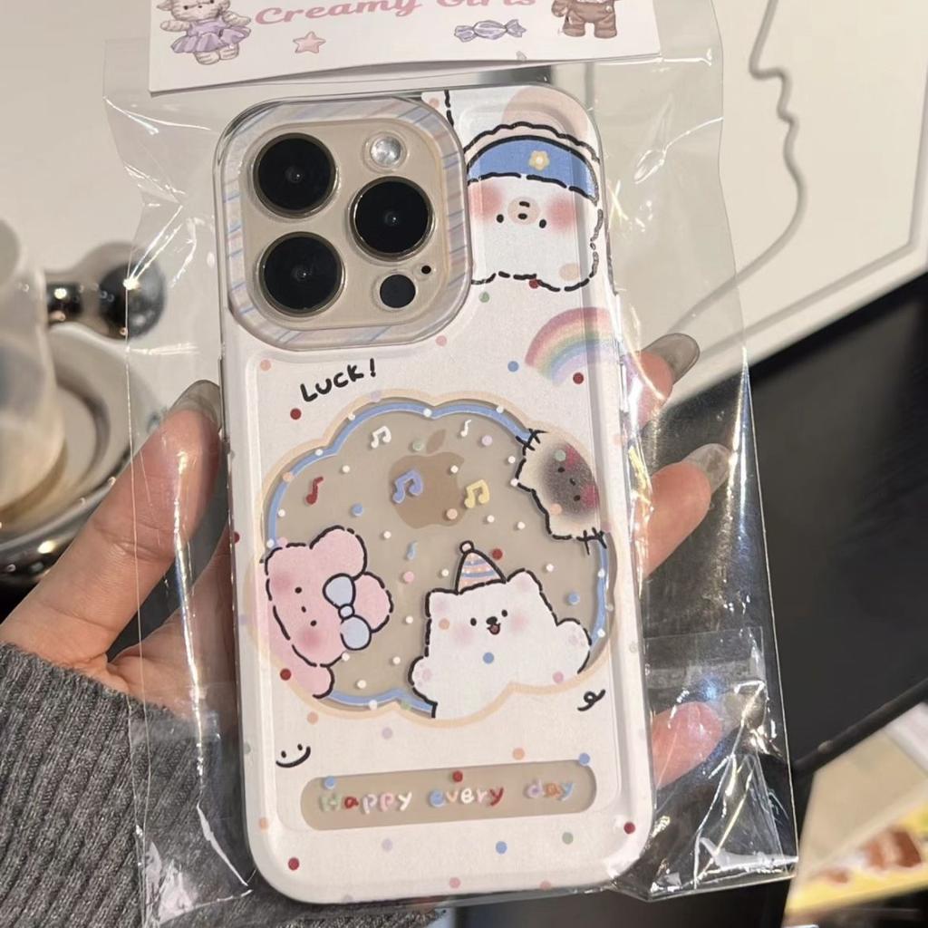 Cartoon bear space phone case is suitable for Apple 16pro transparent 14promax protective case 15 cute 11.