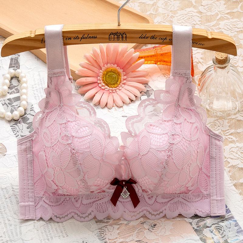 

Женский сборный кружевной регулируемый бюстгальтер без косточек, против обвисания и для поддержки груди 40/90B розовый