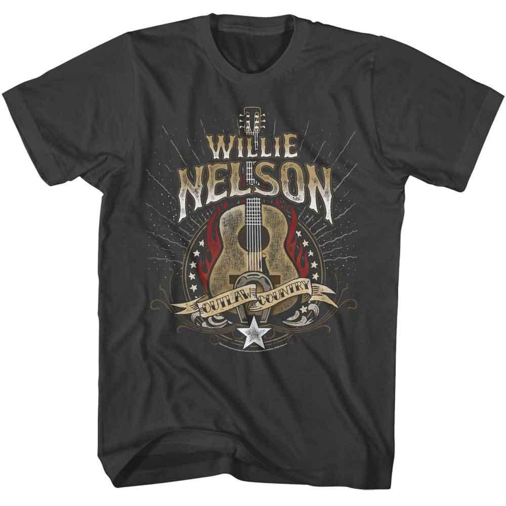 Willie Nelson Outlaw Guitar Smoke Music T-shirt Tops Tees Men's Women's Unisex