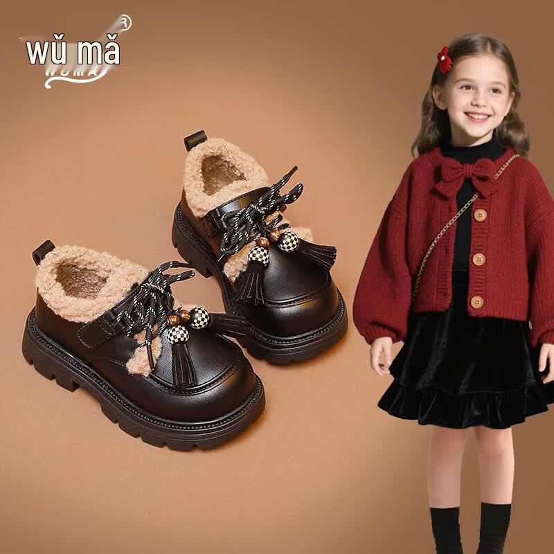 Girls Winter Warm Genuine Leather Short Boots 31