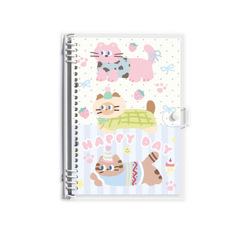 Small Animal Transparent PVC Loose-Leaf Notebook with Student-Friendly Soft B5 Cover and Iron Clip