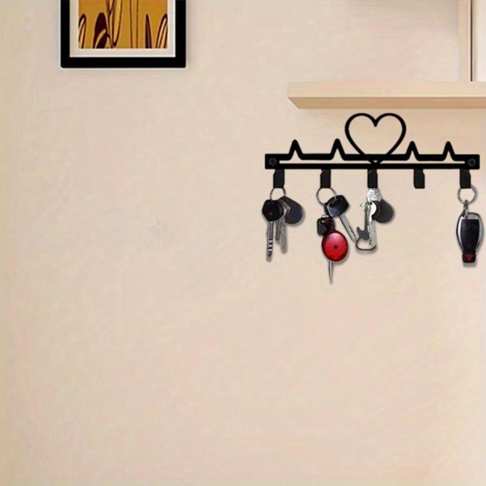 Metal Abstract Heart Key Hook Wall Decor Garage Kitchen Storage Art