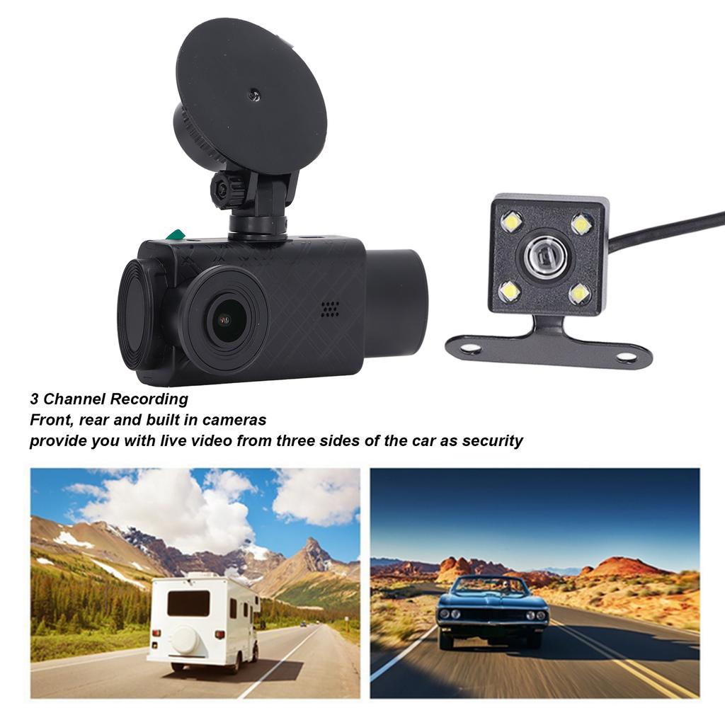 Car Dash Cam for Car 2 Inch HD IPS Screen 3 Lens Rotatable 1080P Loop Recording Night Vision Dashboard Camera Recorder